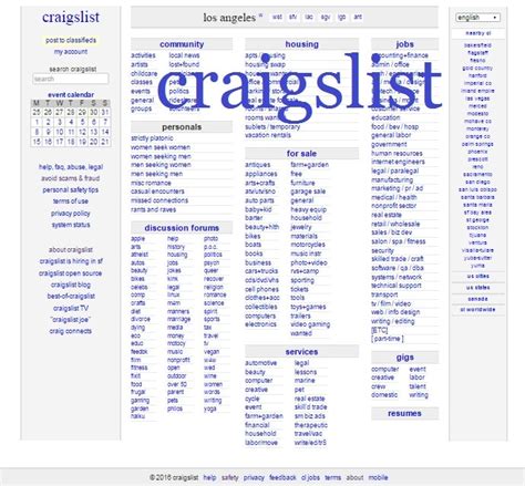 see also. . Craiglist site